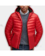 Leather Puffer Jacket Real Leather Removeable Hood