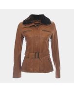Women Real Leather Jacket with hood Leather Coat