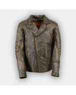 Men’s Brown Distressed Leather Police Jacket Real Leather