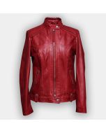 Full Sleeve Red Leather Jacket Girls Fashion Leather Jacket
