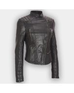 Women Black Leather Jacket Full sleeve real leather