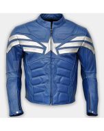 Leather Jacket Captain America Motorcycle Racing Motorbike 