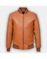 70S Mens Leather Bomber Jacket Classic Tan Real Leather Jacket new