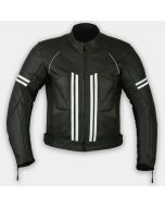 Motorbike Genuine Leather Motorcycle Biker Riding Jacket Men Black with White lining