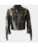 Fashion Men Western Style Real Leather Motorcycle Jacket