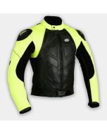 Motorbike Genuine Leather Motorcycle Riding Jacket Black and Yellow