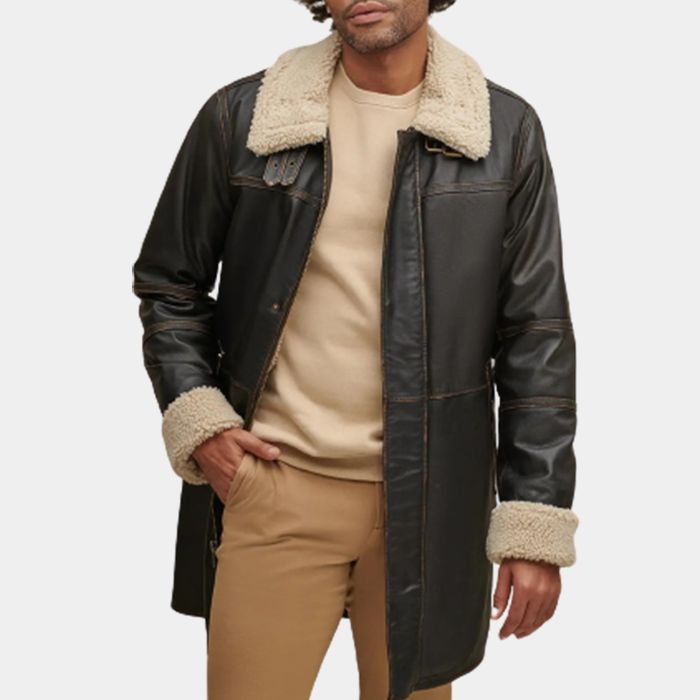 Leather Jacket Coat Long Shearling Leather Coat
