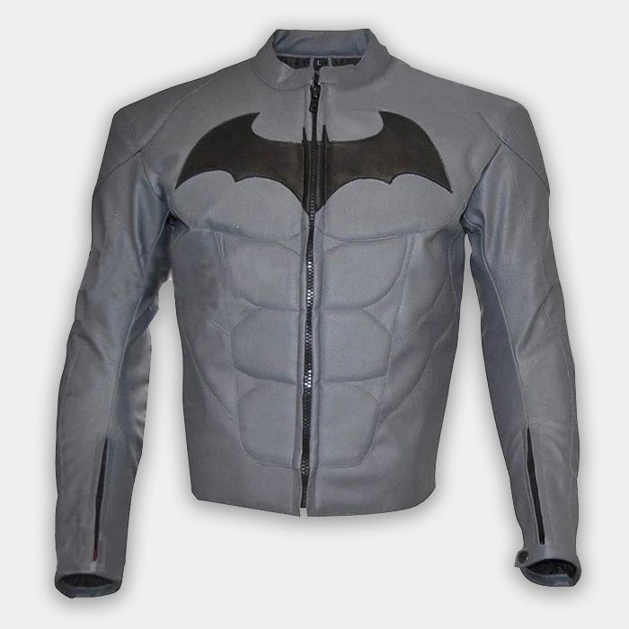 Mens Batman Dark Knight Real Leather Motorbike Jacket Gray Color New
