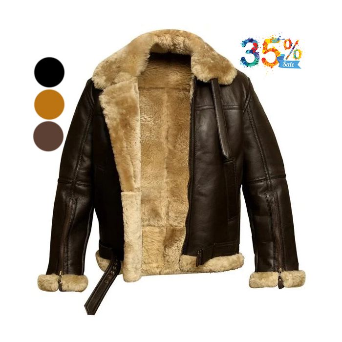 Aviator Bomber Jacket B3 Shearling Sheepskin Leather Jacket