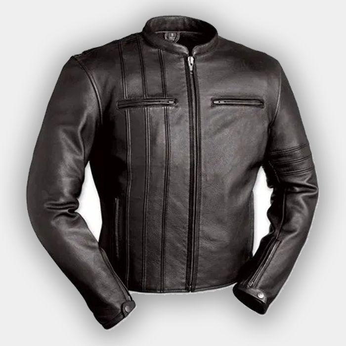 Redline Mens Cowhide Leather Motorcycle Jacket 