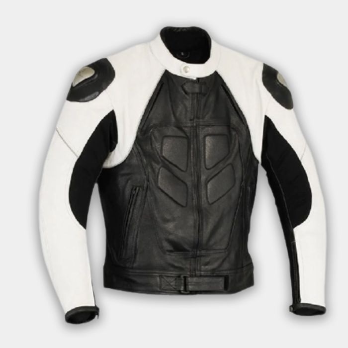 Men Motorbike Genuine Leather Motorcycle Biker Riding Jacket MJ-23