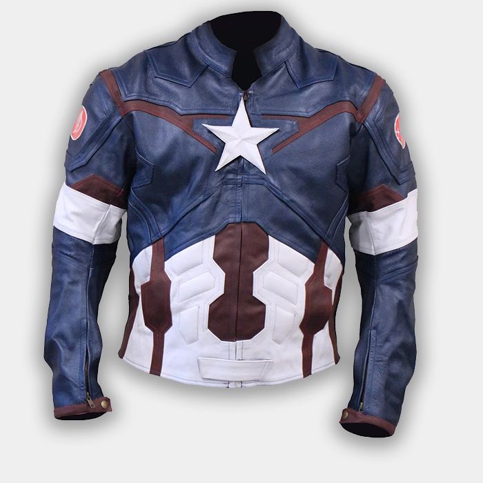 Men's Fashion Age Of Ultron Captain America Steve Rogers Motorcycle Leather Jacket New
