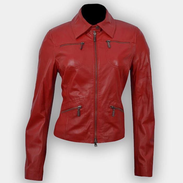 Leather Jacket For Women Red Fashion Leather jacket