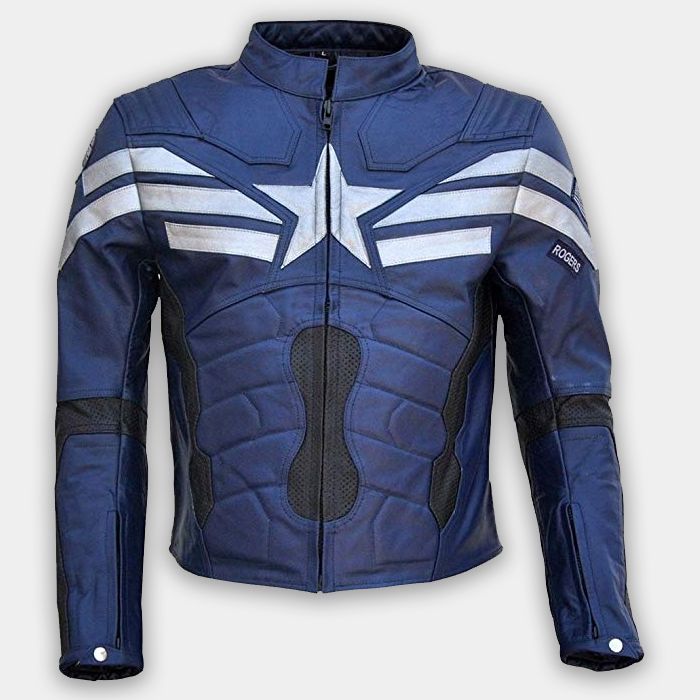 Captain America Motorcycle Racing Motorbike Leather Jacket New