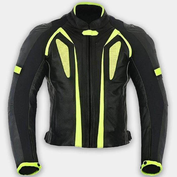 Men Motorbike Genuine Leather Motorcycle Biker Riding Jacket Special Model