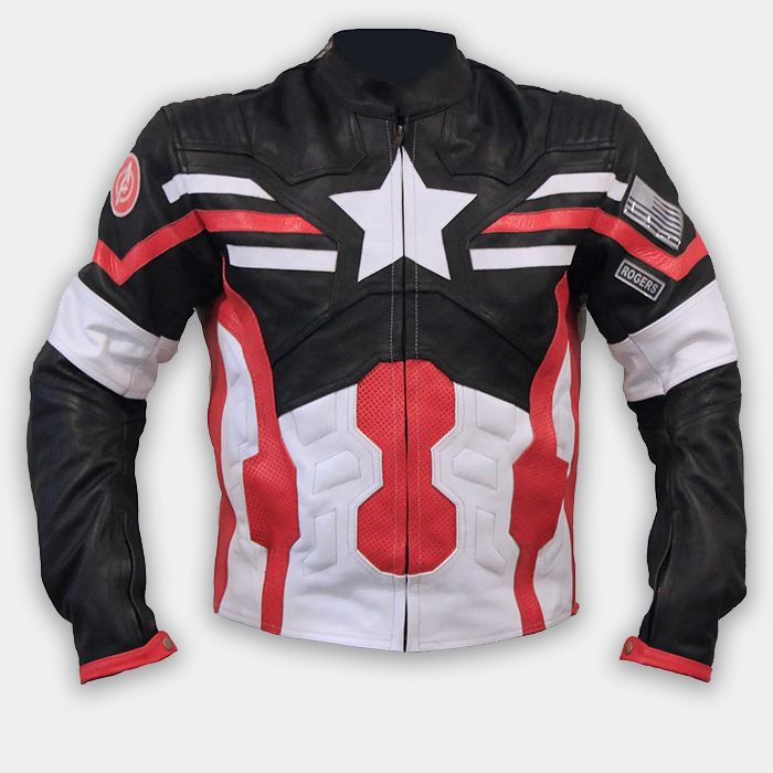 Mens Fashion Age Of Ultron Captain America Steve Rogers Motorcycle Leather Jacket New