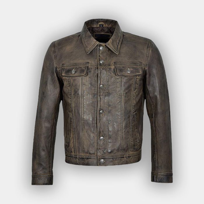 John Lennon Men's Classic Dirty Brown Real Leather Jacket 