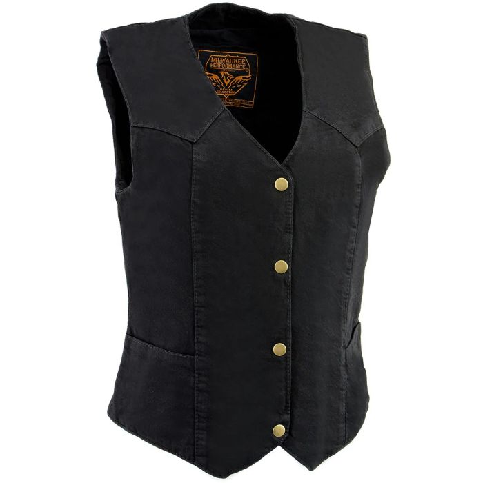 Leather Vest Real Leather Women Vest Black