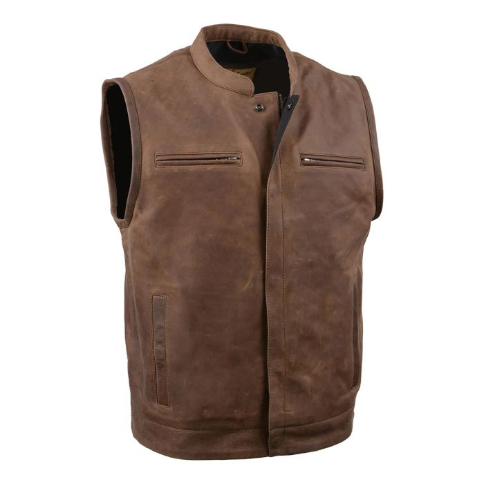 Leather vest top quality motorbike leather vest Genuine Leather