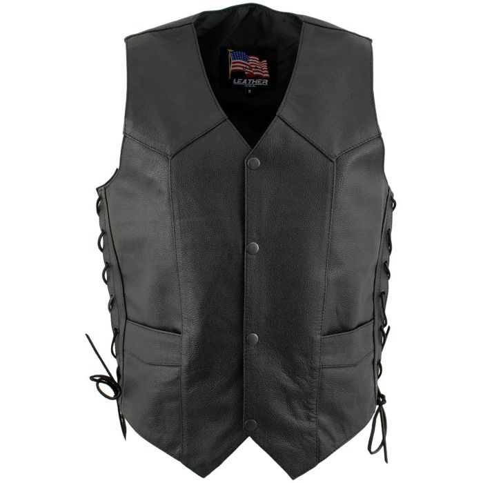 Leather vest top quality motorbike leather vest Genuine Leather Jacket Vest