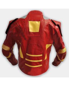Fashion Iron Man Real Leather Motorbike Jacket Red New
