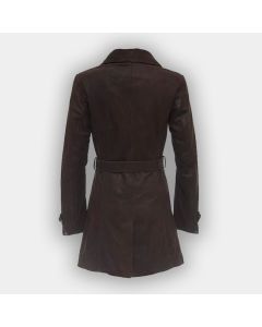 Women Fashion Real Leather Coat Brown 