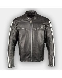 Mens Cafe Racer Biker Style Real Sheepskin Leather Jacket For Men With Removable Waistcoat Warm Inner