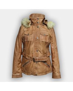 Womens sheepskin women Coat with removeable hood