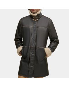 Leather Jacket Coat Long Shearling Leather Coat