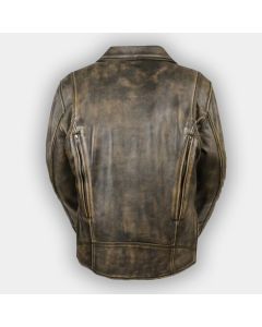 Men’s Brown Distressed Leather Police Jacket Real Leather