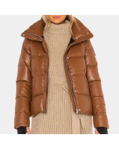 Women Puffer Leather Jacket Genuine Leather Top Quality