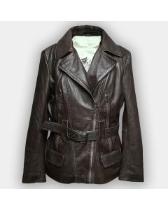 Women Fashion Leather Coat Real Leather Jacket Brown Color