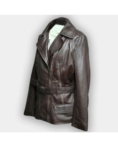 Women Fashion Leather Coat Real Leather Jacket Brown Color