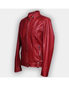 Full Sleeve Red Leather Jacket Girls Fashion Leather Jacket