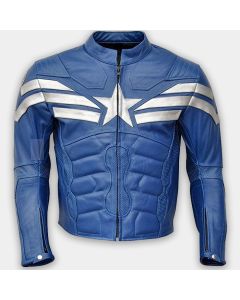 Leather Jacket Captain America Motorcycle Racing Motorbike 