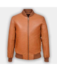 70S Mens Leather Bomber Jacket Classic Tan Real Leather Jacket new