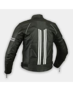 Motorbike Genuine Leather Motorcycle Biker Riding Jacket Men Black with White lining