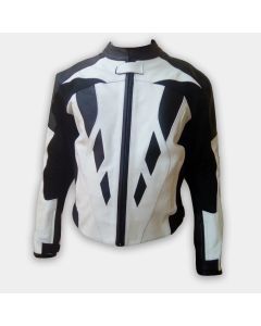 Mens Fashion Real Leather Motorbike Jacket Black And White Design