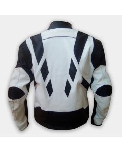 Mens Fashion Real Leather Motorbike Jacket Black And White Design