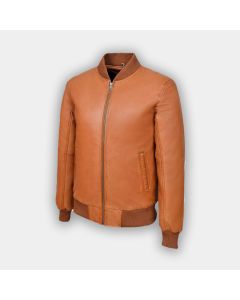 70S Mens Leather Bomber Jacket Classic Tan Real Leather Jacket new