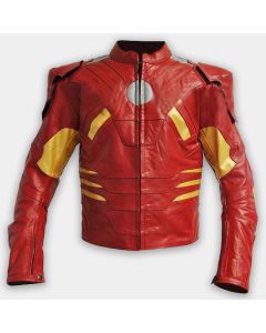 Fashion Iron Man Real Leather Motorbike Jacket Red New