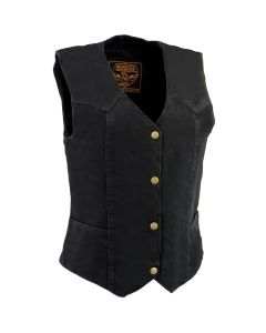 Leather Vest Real Leather Women Vest Black