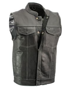 Leather vest top quality leather genuine motorbike jacket vest